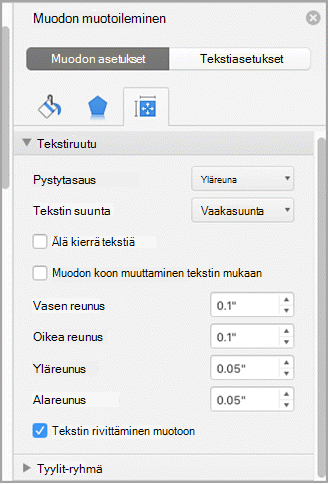 Näyttökuva Muotoile-ruudusta