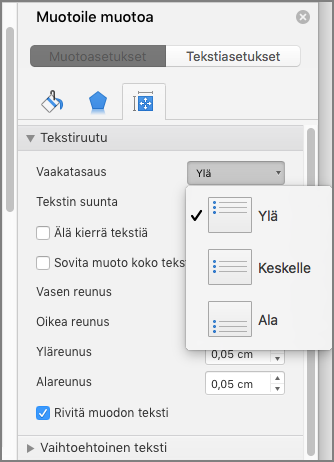 Näyttökuva Valitse tasaus -toiminnosta