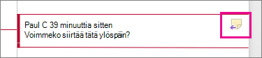 Vastaa kommenttiin -kuvake näkyy korostettuna