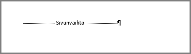 Sivunvaihto Wordin sivun alareunassa