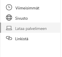 Näyttökuva tiedoston sijainnin valinnasta SharePointissa.