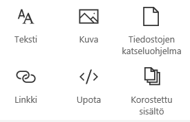 Näyttökuva Verkko-osa-valikosta SharePointissa.