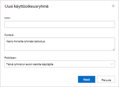 Käyttöoikeusryhmän luominen