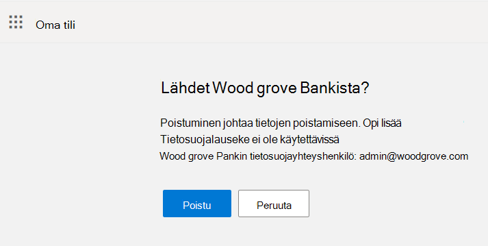 Näyttökuvassa näkyy Poistu ja peruuta -painike loman työnkulussa.