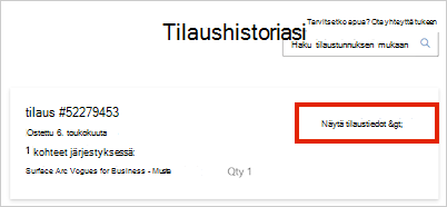 Tilannevedos tilaustiedoista.