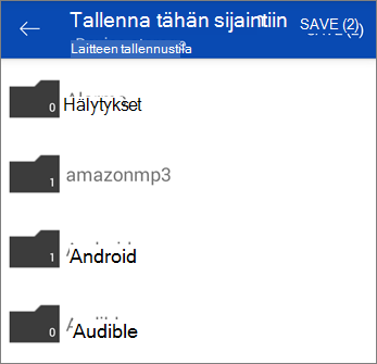 Tiedostojen tallentaminen OneDrivesta