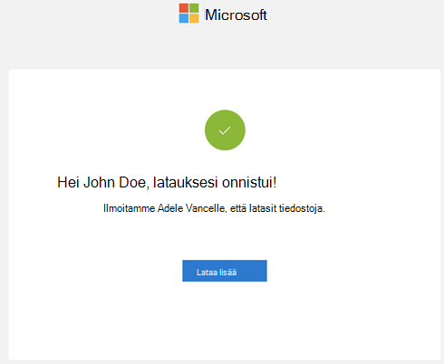 Kehote, joka ilmoittaa, että lataus onnistui