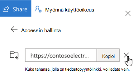 Käyttöliittymä tiedostopyyntöjen käytön lopettamiseen