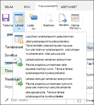 Lopullisen työaikaraportin palauttaminen