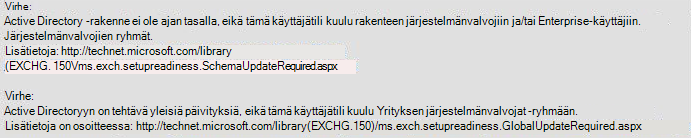 Active Directory -rakenne ei ole ajan tasalla -virhe