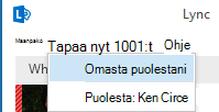 Näyttökuva pikakokouksen aloittamisesta edustajana