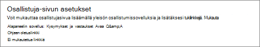 Hanki linkki Q&A -paneeliin