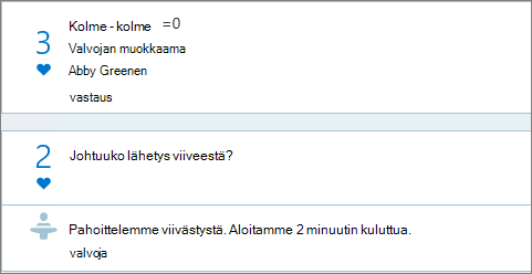 Q&A -paneelin valvojanäkymät