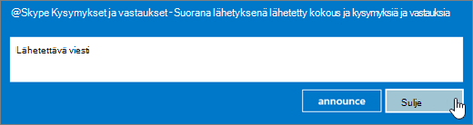 Q&A -istunnon sulkeminen