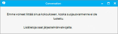 Virhesanoma, joka ilmoittaa, että käytäntöä ei löytynyt