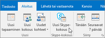 Kokouksen ajoittaminen Skype for Businessissa