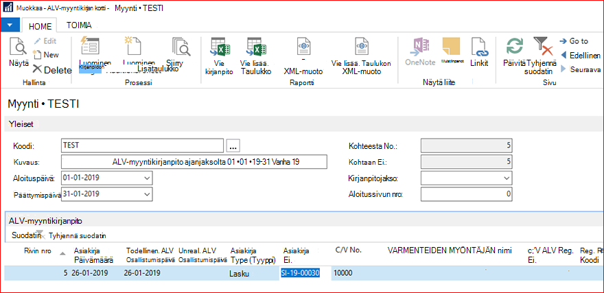 Kirjanpidon kortin Luo kirjanpito -toiminnon suorittaminen