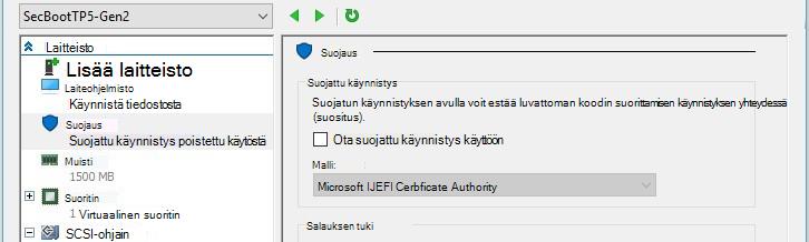 Ota suojattu käynnistys käyttöön