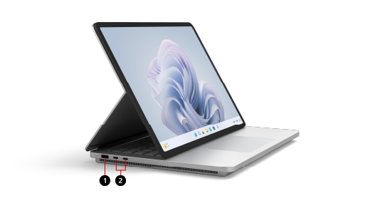 Näyttää, mistä löydät Surface Laptop Studio 2:n ominaisuudet.