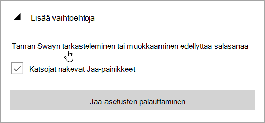 Näyttökuva Lisäasetukset-valikosta