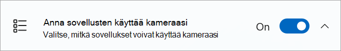 Kameran jakamisen asetus on otettu käyttöön Windows-laitteen asetuksissa.