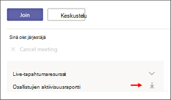Lataa osallistujien aktiivisuusraportin näyttö