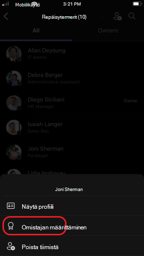 iOS:n tiimin omistajaksi