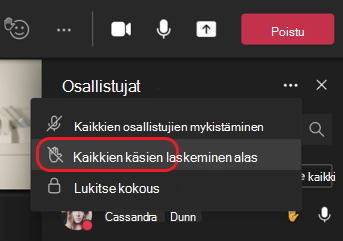 Pienennä kaikkien käsien valikkovaihtoehtoa