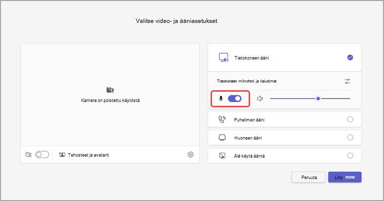 Ääniasetusten hallinta ennen kokousta