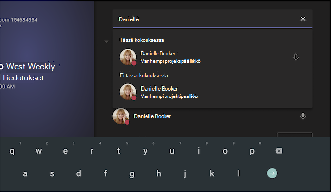 Teams-huone Android-näytössä