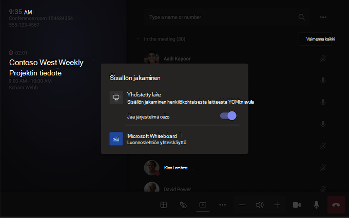 Teams-huone Android-näytössä