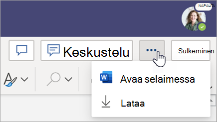 Valitse Lisää asetuksia -valikko Sulje-painikkeen vierestä.