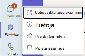 Avaa Päivitykset uudessa ikkunassa