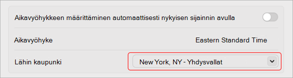 MacOS:n aikavyöhykkeen muuttamisen asetukset