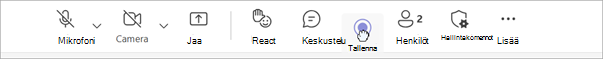 Näyttökuva kokouksen vedä ja pudota -ohjaimista.