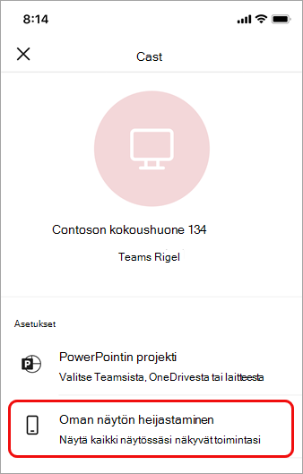 Napauta Jaa näyttöni