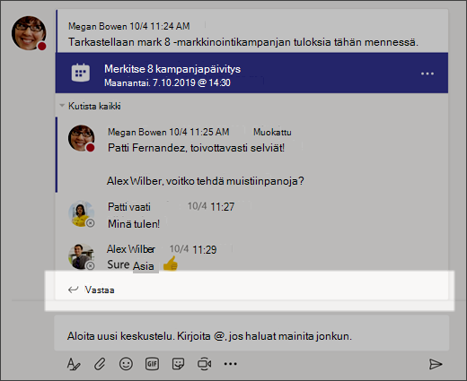 Keskusteluun vastaaminen