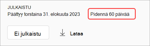 Näyttökuva, joka näyttää, miten verkkoseminaaritallenteen julkaisu peruutetaan