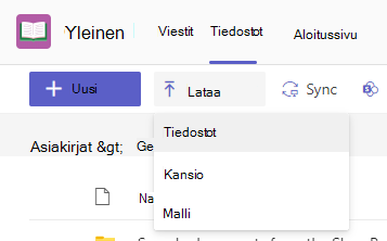 tiedostojen lataaminen