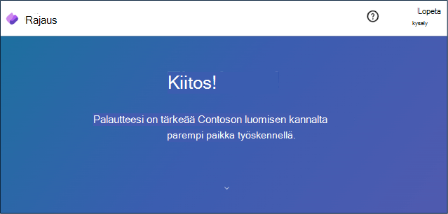 Viva Glint -kysely Kiitos-viesti