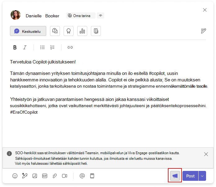 Ilmoituksen tekeminen