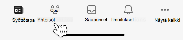 Kuva mobiililiittymästä yhteisönavigointia varten