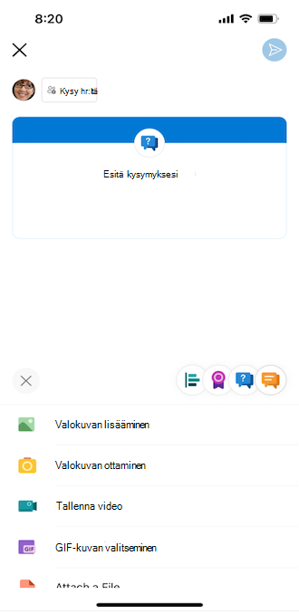 Yammer-kysymys iOS-matkapuhelimessa