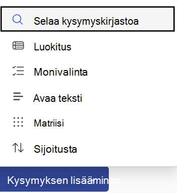 Kysymyspainikkeen ja asetusten lisääminen