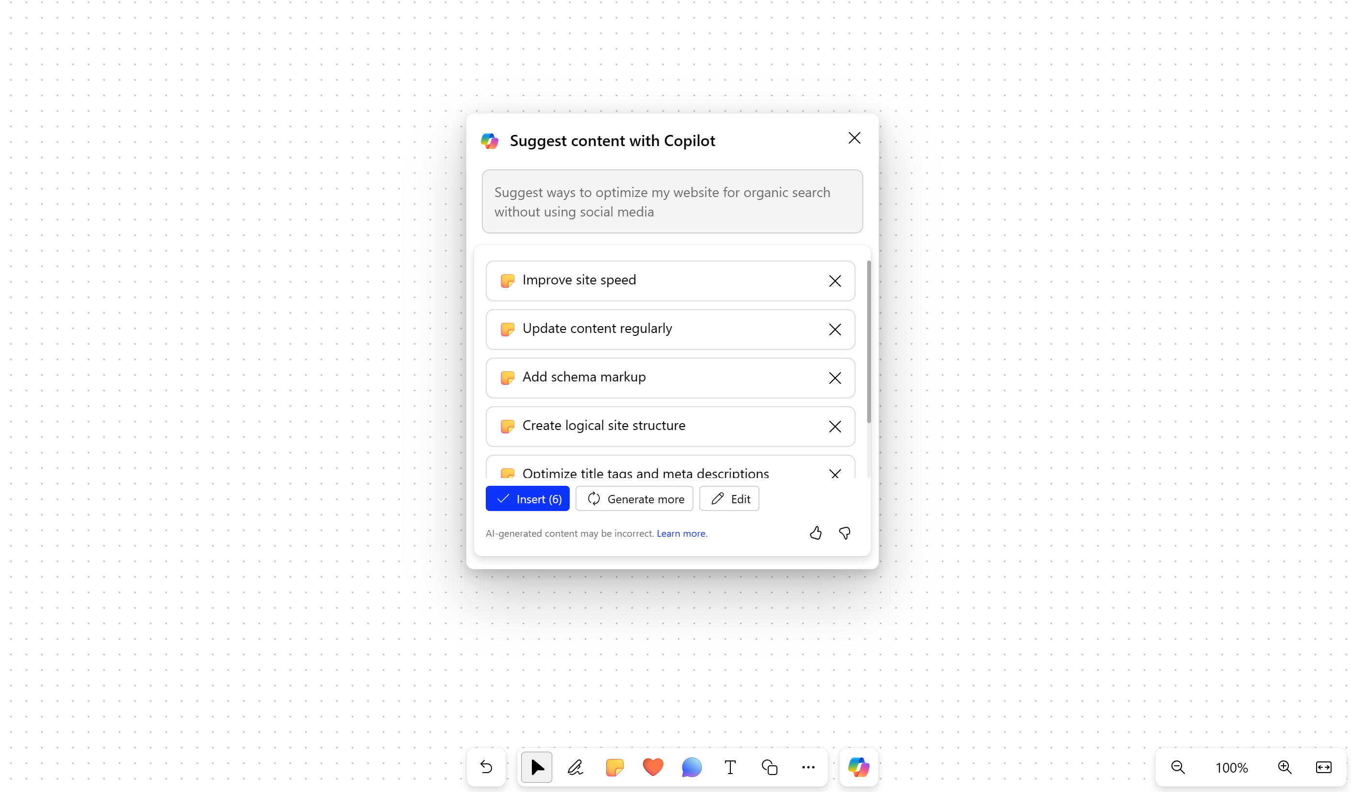 Kopioijan Ehdota tuloksia -valintaikkunan näyttö