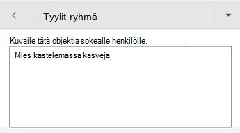 vaihtoehtoinen teksti -valintaikkuna Excel for Android.