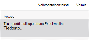 OneNote for iOS:n upotetun tiedoston Vaihtoehtoinen teksti -valintaikkuna.
