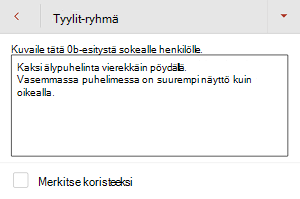 PowerPoint for Android Vaihtoehtoinen teksti -valintaikkuna.