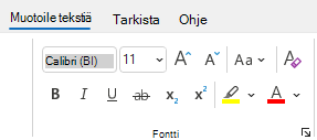 Tekstiryhmän muotoileminen Outlookissa.