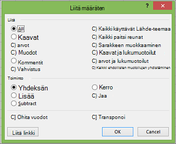 Liitä määräten -valintaikkuna.